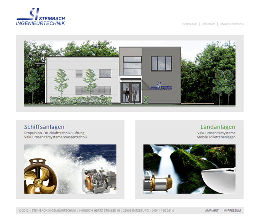 Screenshot der Startseite von Steinbach Ingenieurtechnik